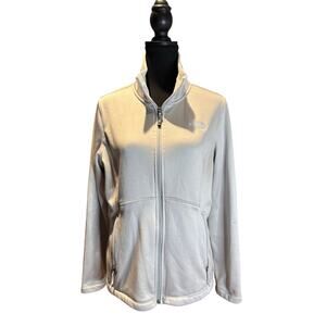 Women's The North Face LS Zip Front Silver White Sweatshirt, Size LG, EUC